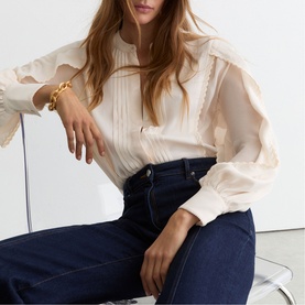 Maddie Pleated Embroidered Blouse