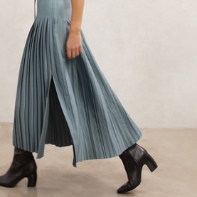 Ania Belted Pleated Flared Dress