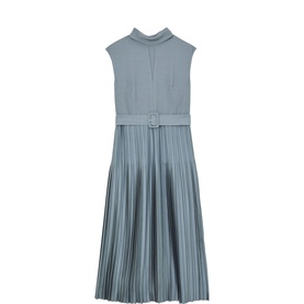 Ania Belted Pleated Flared Dress