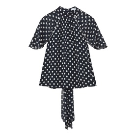 Alliana Polka-Dot Tie-Neck Blouse