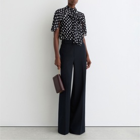 Alliana Polka-Dot Tie-Neck Blouse