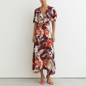 Asha Floral Handkerchief Flared Dress