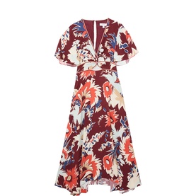 Asha Floral Handkerchief Flared Dress