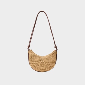 Harriet Woven Half-Moon Shoulder Bag
