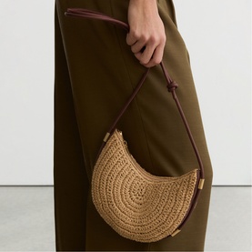 Harriet Woven Half-Moon Shoulder Bag
