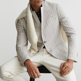 Canty Houndstooth Single-Breasted Blazer
