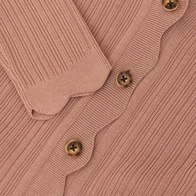 Vinny Rib-Knit Scallop-Trim Cardigan