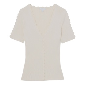 Marcy Ribbed Scallop Trim Top