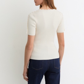 Marcy Ribbed Scallop Trim Top