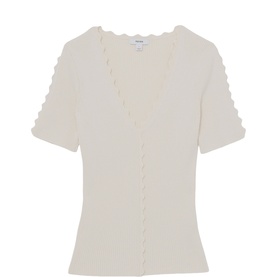 Marcy Ribbed Scallop Trim Top