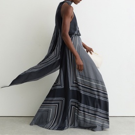 Skylar Tie-Neck Printed Dress