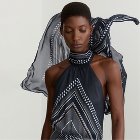 Skylar Tie-Neck Printed Dress