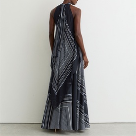 Skylar Tie-Neck Printed Dress