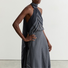 Skylar Tie-Neck Printed Dress