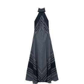 Skylar Tie-Neck Printed Dress