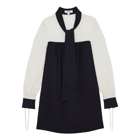Cam Tie-Neck Shift Mini Dress