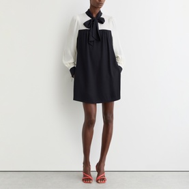 Cam Tie-Neck Shift Mini Dress