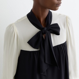 Cam Tie-Neck Shift Mini Dress
