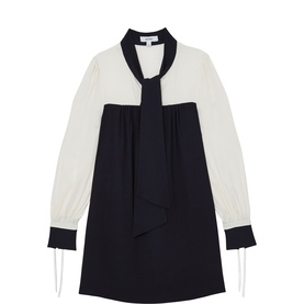 Cam Tie-Neck Shift Mini Dress