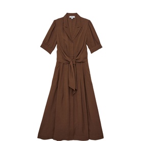 REISS Esme Linen Tie Dress