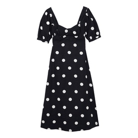 Astrid Polka Dot Linen Flared Dress