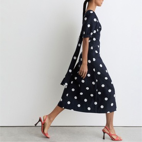 Astrid Polka Dot Linen Flared Dress