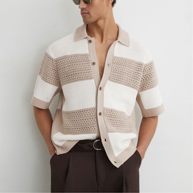 Marek Block-Stripe Knit Shirt