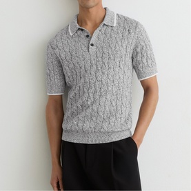 Denby Cable Knitted Polo Shirt