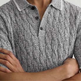 Denby Cable Knitted Polo Shirt