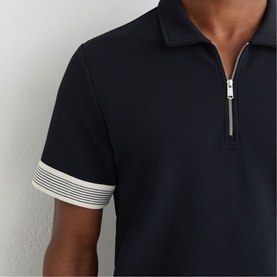 Bruno Stripe Cuff Zip Polo Shirt