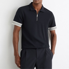 Bruno Stripe Cuff Zip Polo Shirt