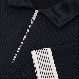 Bruno Stripe Cuff Zip Polo Shirt