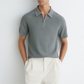 Estate Textured Zip Polo Shirt