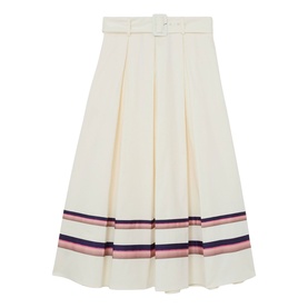 Rian Stripe-Detail Belted Skirt