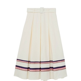 Rian Stripe-Detail Belted Skirt