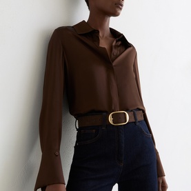 Athena Suede Oval-Buckle Belt