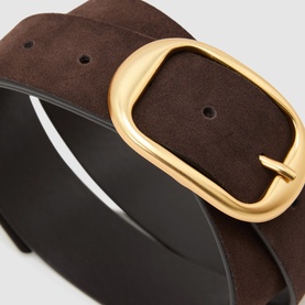 Athena Suede Oval-Buckle Belt