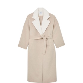 Marcela Contrast-Lapel Wrap Coat
