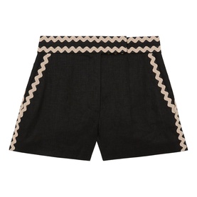 Mila Linen Wave-Trim Shorts