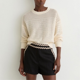 Mila Linen Wave-Trim Shorts