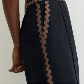 Mila Wave Trim Linen Wide-Leg Trousers