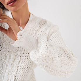 Woven Crochet Trim Sweater