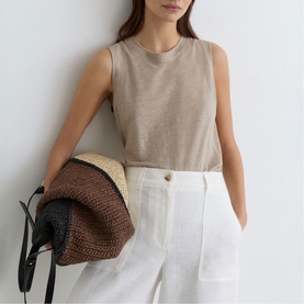 Amy Ribbed-Trim Tank Top