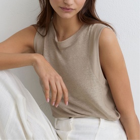 Amy Ribbed-Trim Tank Top