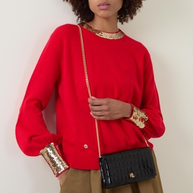 Adair Large Chain Croc Embossed Clutch