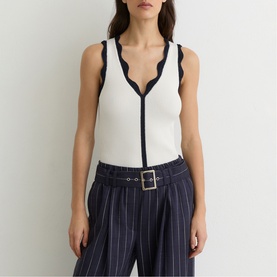 Freya Scallop-Trim knitted Vest