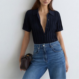 Audrey Stitch Knitted Polo Shirt