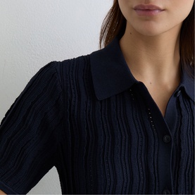 Audrey Stitch Knitted Polo Shirt