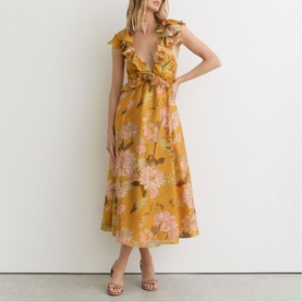 Lucy Floral Print Frill-Trim Dress