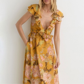 Lucy Floral Print Frill-Trim Dress
